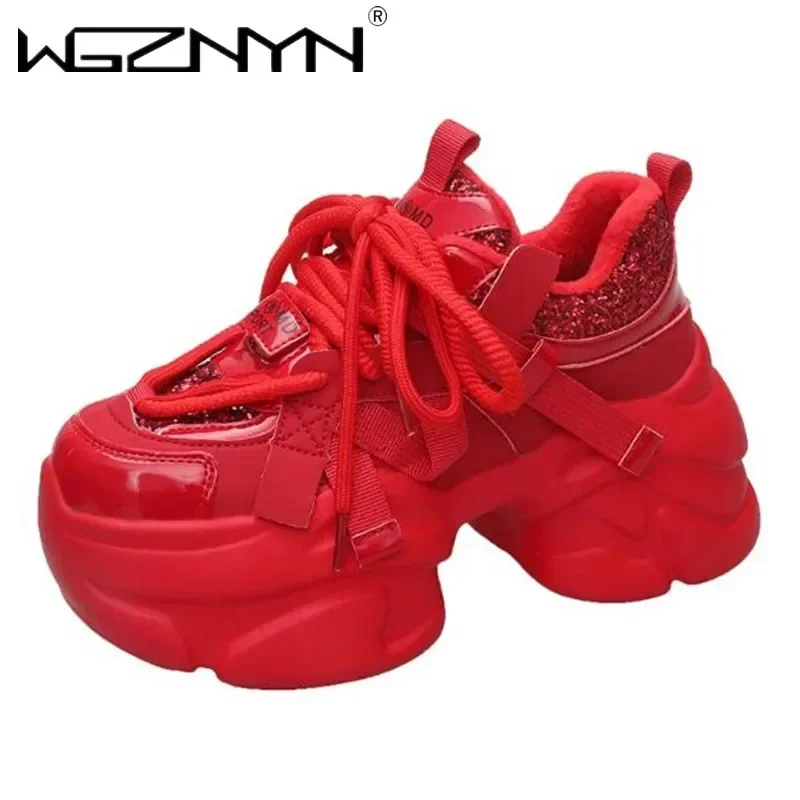 Wedge Espadrille Women - Sepatu Kets Chunky Merah Bling Wanita