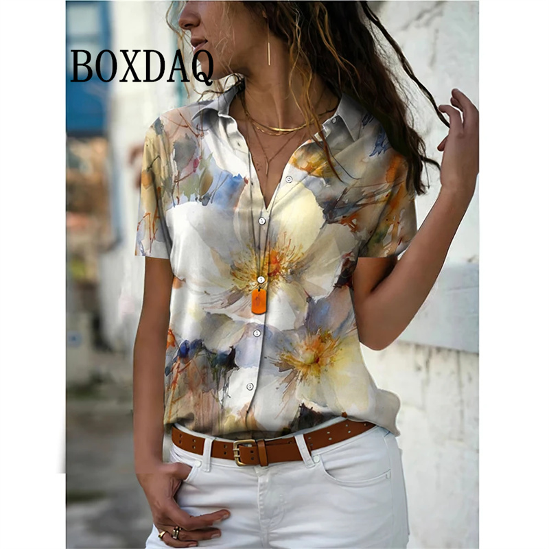 Romper Floral Print - Kemeja wanita musim panas motif bunga