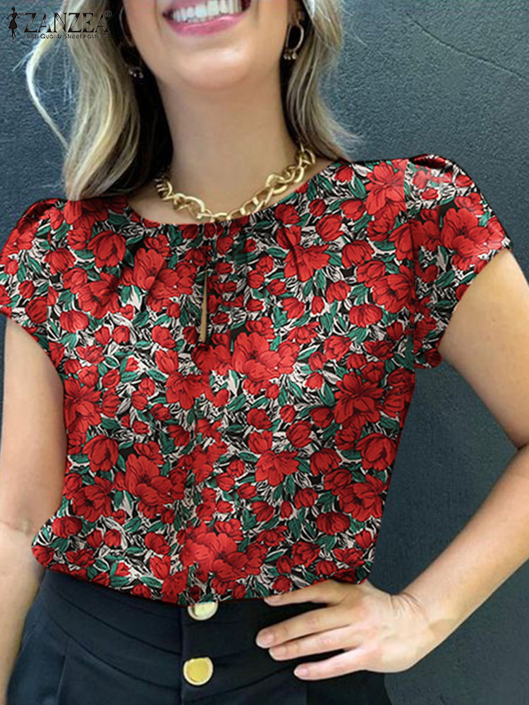 Romper Floral Print - ZANZEA blus motif bunga Bohemian atasan