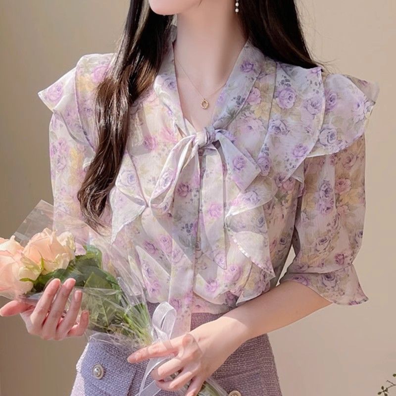 Blus bermotif ujung ruffle mus - Romper Floral Print ulasan dan harga