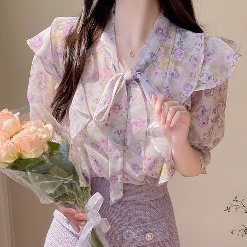 Blus bermotif ujung ruffle mus - Romper Floral Print ulasan dan harga