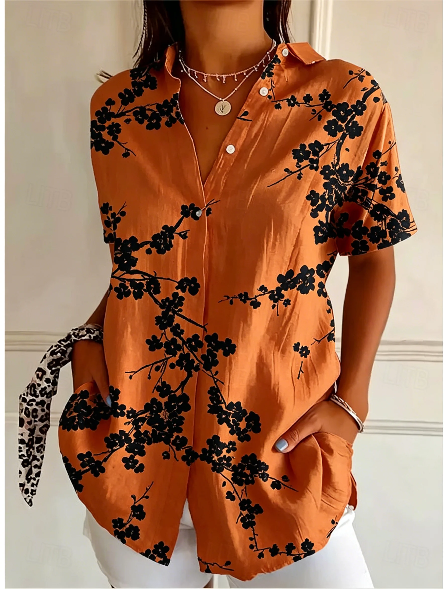 Kemeja Kasual Wanita Lengan Pe - Romper Floral Print ulasan dan harga